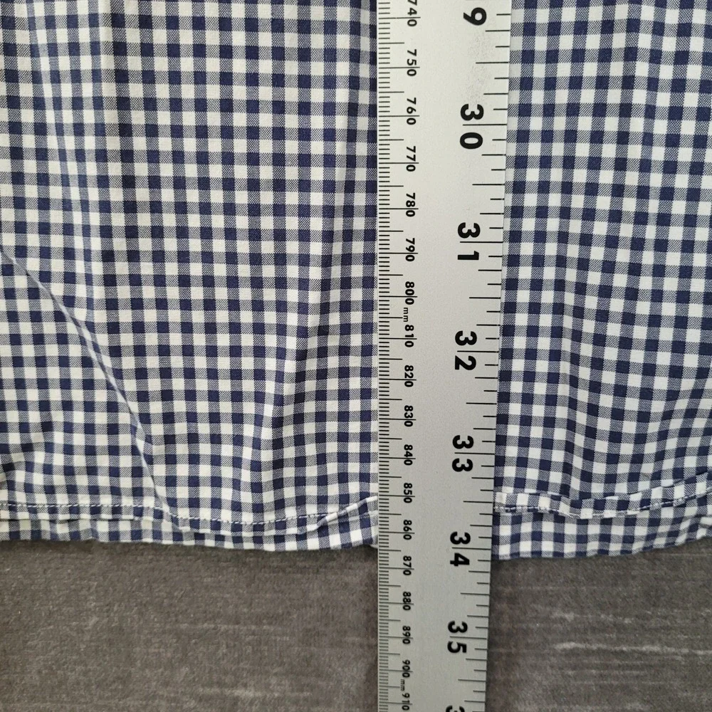 Ralph‎ Lauren Y2K Button Up Shirt Mens 4XB Blue Gingham Classic Fit Long Sleeve